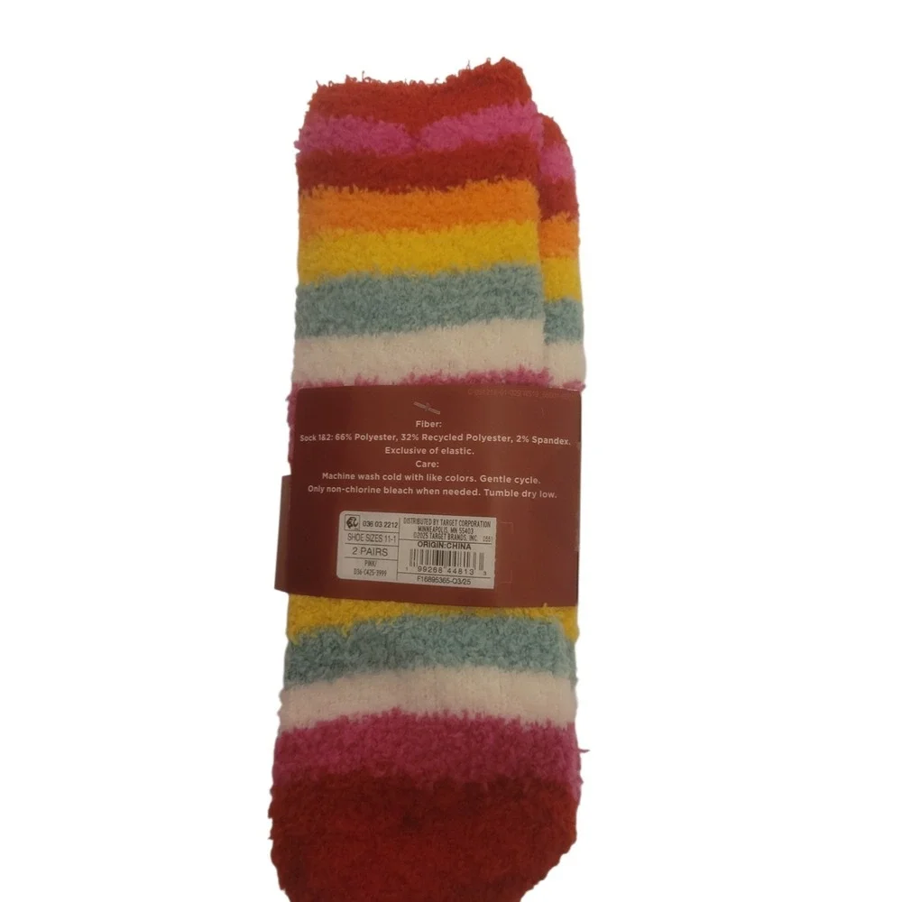 2/2-Pack Wondershop Kids Super Soft Crew‎ Socks Fits Shoe Sizes 11-1 XS-Small